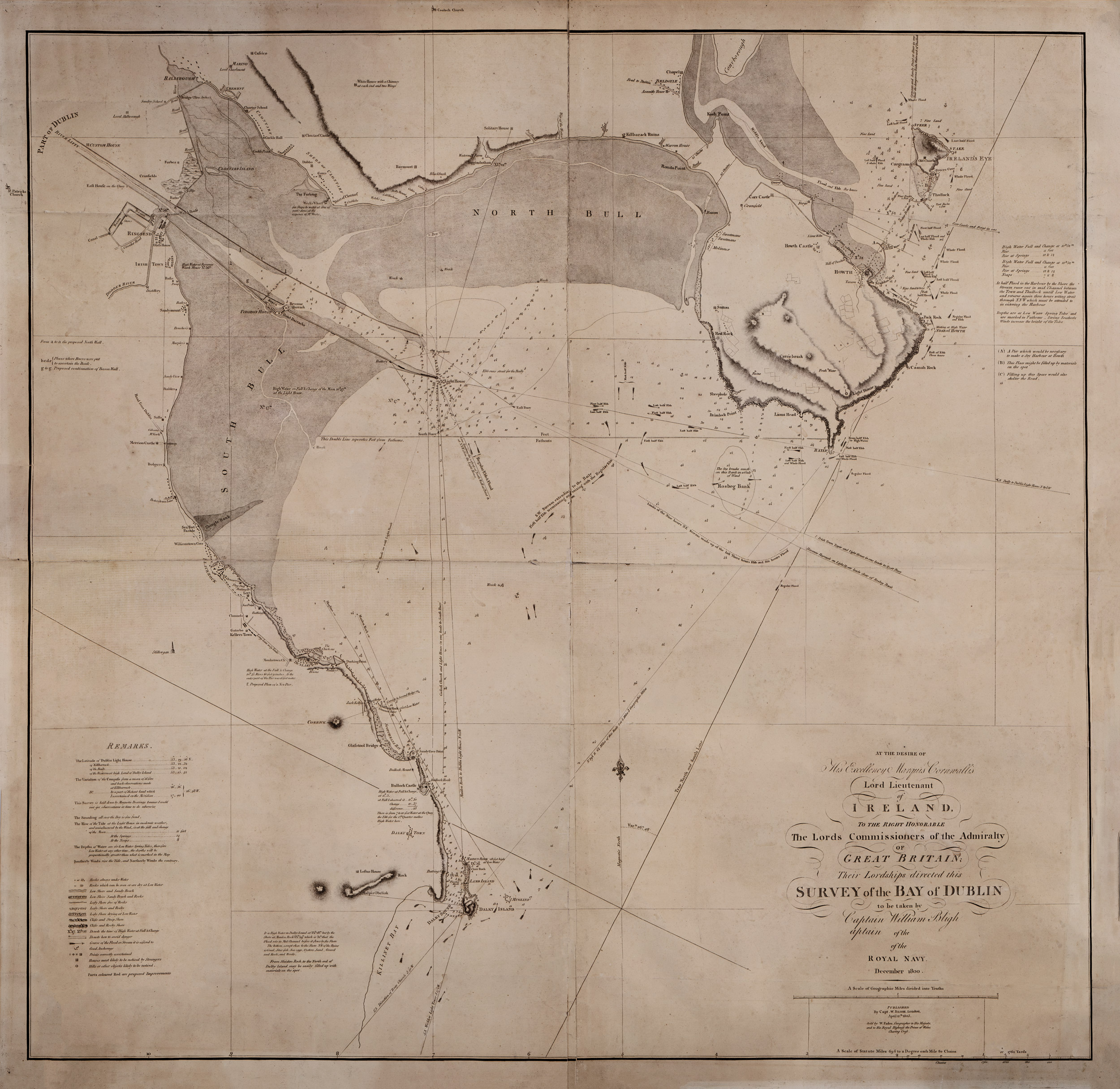 Captain William Bligh's survey map of Dublin 1800